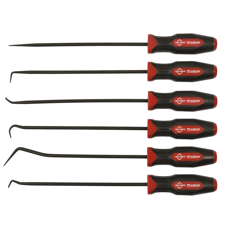 Mayhew Tools 13095 ProGrip 6-Piece Long Pick Set - Black Oxide