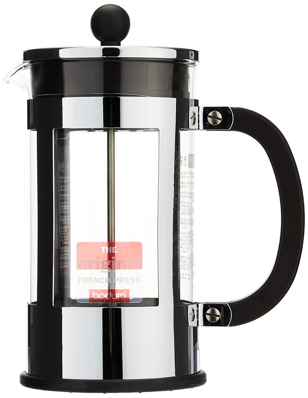 BODUM "Kenya" 8 Cup Coffee Maker, Chrome, 1 Litre