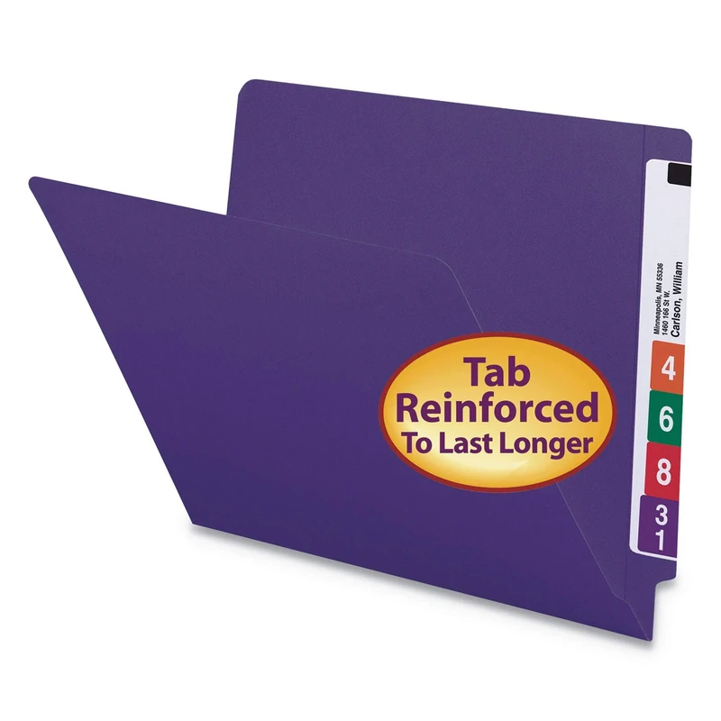 Smead End Tab File Folder, Shelf-Master Reinforced Straight-Cut Tab, Letter Size, Purple, 100 per Box (25420)