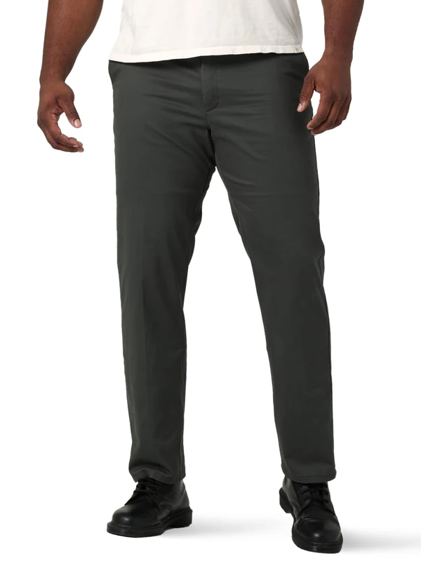 Lee Men's Big-Tall Performance Series Extreme Comfort Khaki Pant Casual, Charcoal, 46W x 32L