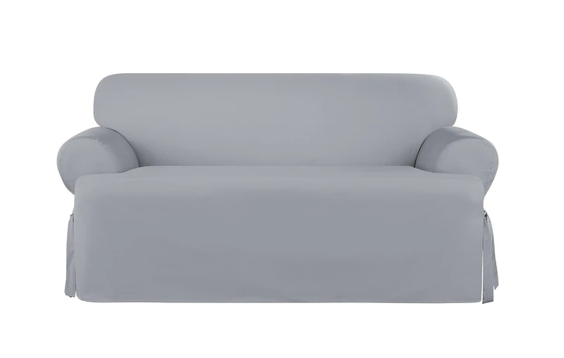 Surefit Heavyweight Cotton Duck Loveseat Slipcover - Pacific Blue - Image 1