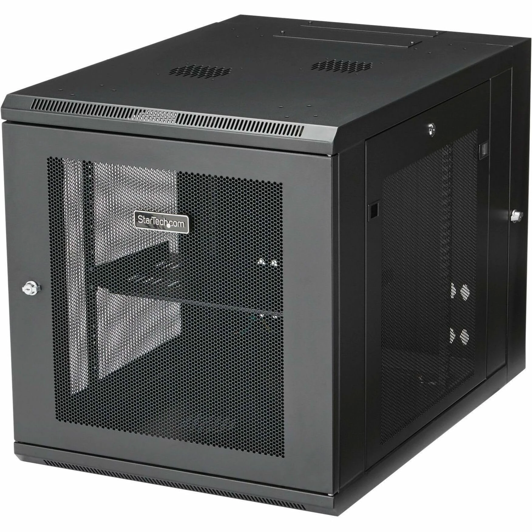StarTech.com 4-Post 12U Wall Mount Network Cabinet w/ 1U Shelf, 19" Wall-Mounted Server Rack Kit for IT / Data Computer Equipment, Ships Fully Assembled