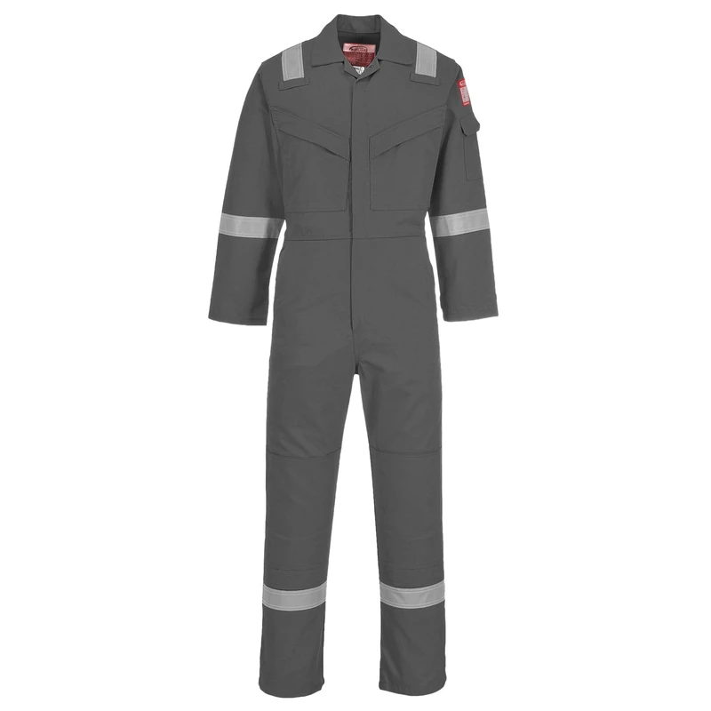 Portwest FR21 Men's Lightweight Fireproof Overalls Flame Resistant Anti-Static Welding Coverall Boiler Suit Grey, Large
