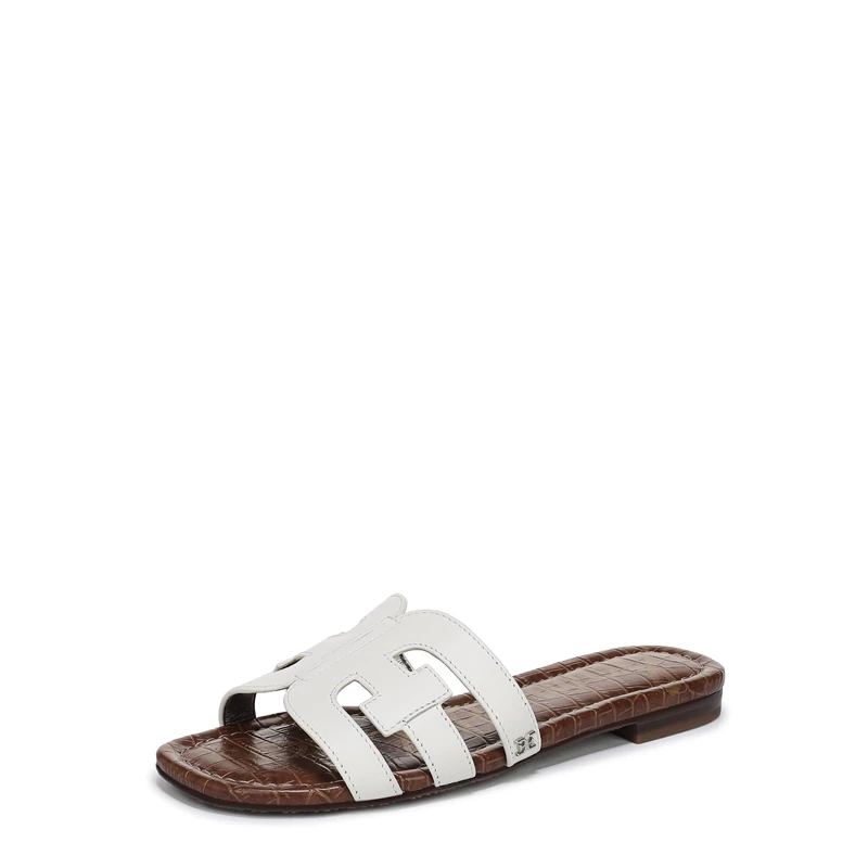 Sam Edelman Women's Bay Flat Slide Sandals, Bright White, Medium Fit, UK 7