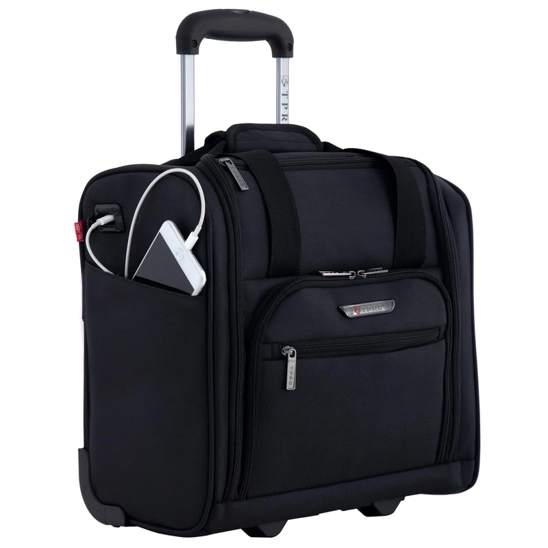 TPRC PR-85315 15" Smart Under Seat Carry-On Luggage with USB Charging Port, Black Option, One Size