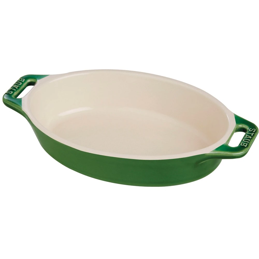 STAUB Ceramics Oval Baking Dish, 11-inch, Basil