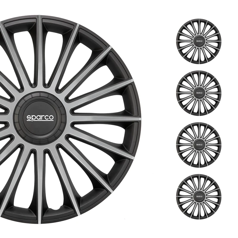 Sparco SPC1693BKSV Set Wheel Covers Treviso 16-inch Black/Silver, Set of 4