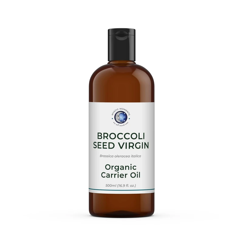 Mystic Moments | Broccoli Seed Virgin Organic Carrier Oil 1 Litre | Cold Pressed Brassica Oleracea Italica | Erucic Acid & Antioxidants | Skincare & Hair Shine Enhancer | Vegan GMO Free