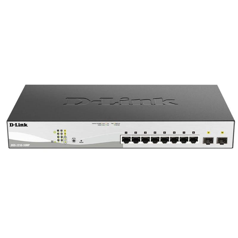D-Link DGS-1210-10MP 10-Port Gigabit Smart Managed PoE Switch with 2 Gigabit SFP Ports, 130 W Power Budget, Enhanced L2 Switching and Security - Image 1