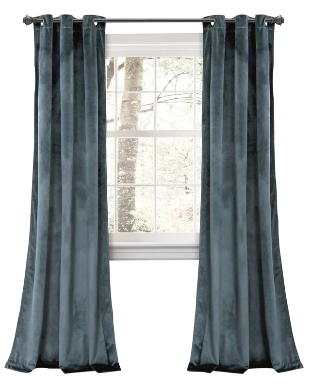 Lush Decor Room Darkening Window Curtain Panel Pair, Slate Blue, 84" x 38" - Image 1