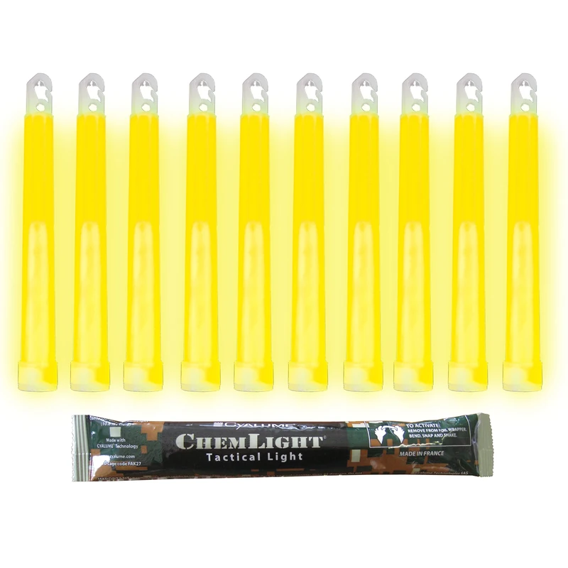 Cyalume ChemLight Military Grade Chemical Light Sticks, Yellow 6" Long, 12 Hour Duration (Pack of 100)