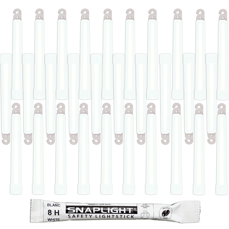 Cyalume SnapLight White Light Sticks – 6 Inch Industrial Grade, High Intensity Glow Sticks with 8 Hour Duration (Pack of 30)