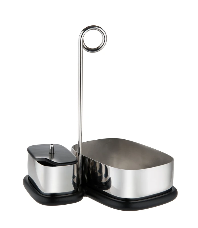 Alessi VS07 2 Bibo Tea and Coffee Accessories Set: Sugar Bowl and Container - 18/10 Stainless Steel and Melamine