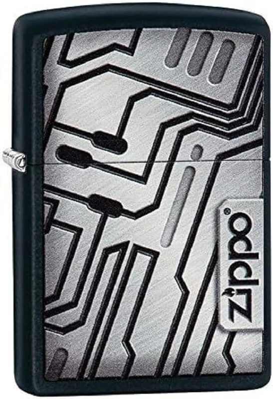 Zippo Windproof Lighter - SciFi Wall, Black Matte, Colour Image - Refillable - Reusable - Windproof Design - Gift Box - Made in USA