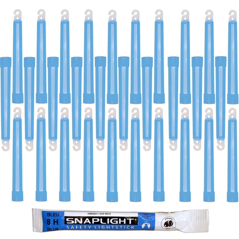 Cyalume SnapLight Blue Light Sticks – 6 Inch Industrial Grade, High Intensity Glow Sticks with 8 Hour Duration (Pack of 30)