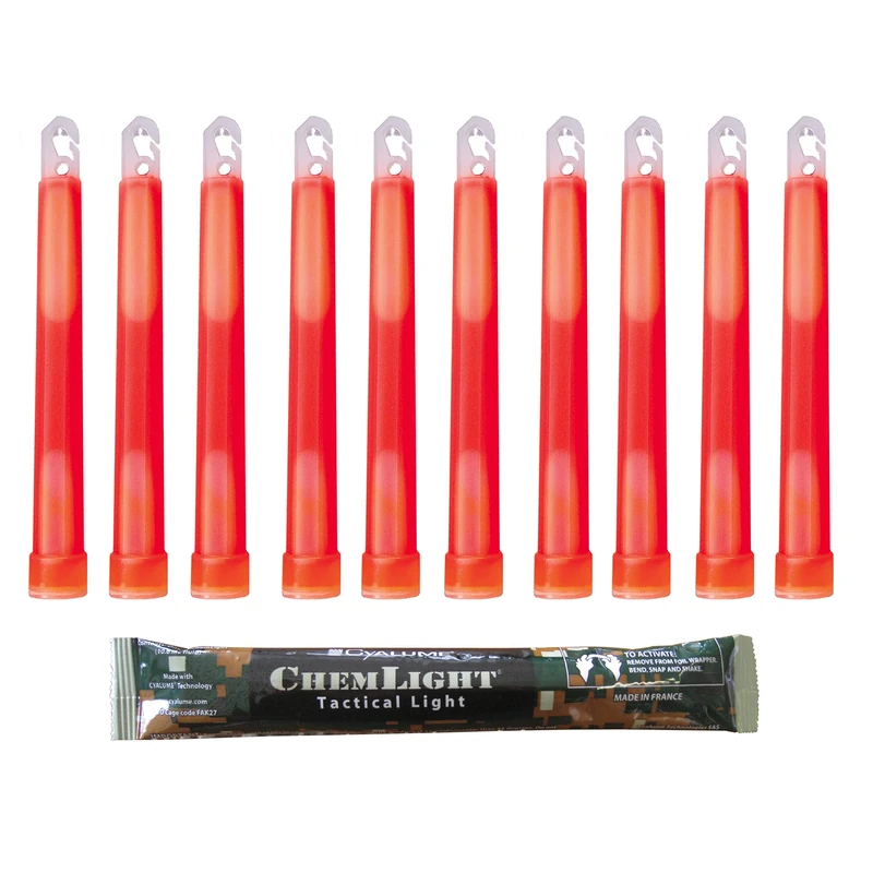 Cyalume ChemLight Military Grade Chemical Light Sticks, Red 6" Long, 12 Hour Duration (Pack of 100)