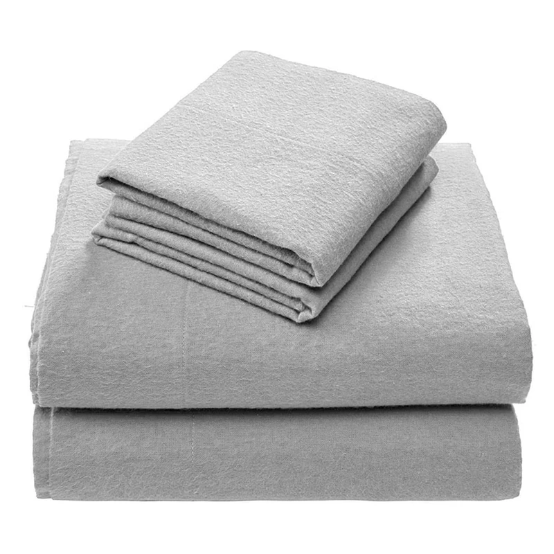 Comfort Spaces Cotton Flannel Breathable Warm Deep Pocket Sheets With Pillow Case Bedding, Queen, Solid Grey