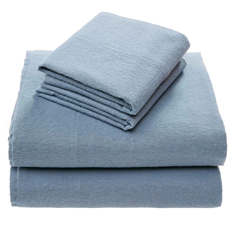 Comfort Spaces Cotton Flannel Breathable Warm Deep Pocket Sheets With Pillow Case Bedding, Cal King, Solid Blue