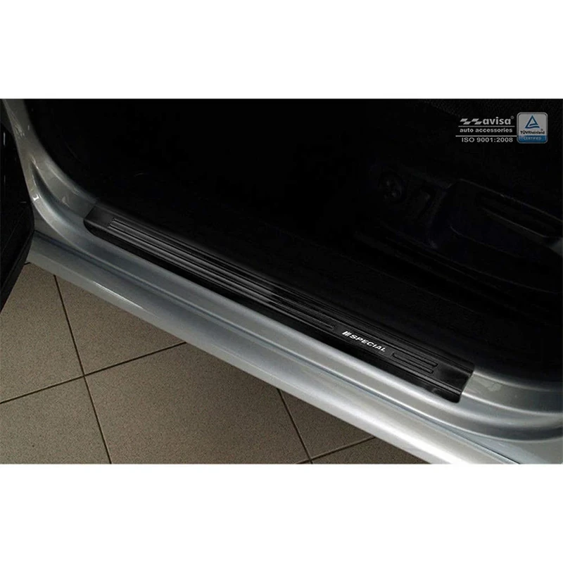 AUTOSTYLE 2/21004 Black Stainless Steel Door sill Protectors Volkswagen Passat 3C 2005-2014-'Special Edition' -4-Pieces