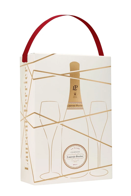 Laurent Perrier La Cuvee Brut Non Vintage Champagne with Two Glasses Gift Pack, 75 cl