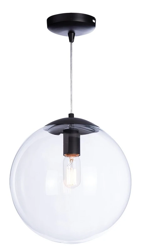 LUSSIOL Globus pendant light, glass, 40 W, black, ø 34 x H 33 cm
