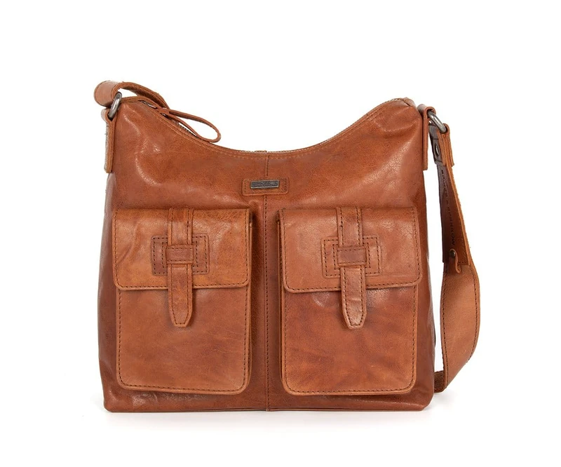 Spikes & Sparrow Women Arizona Shoulder Bag, Brandy, 28 x 10 x 28 cm