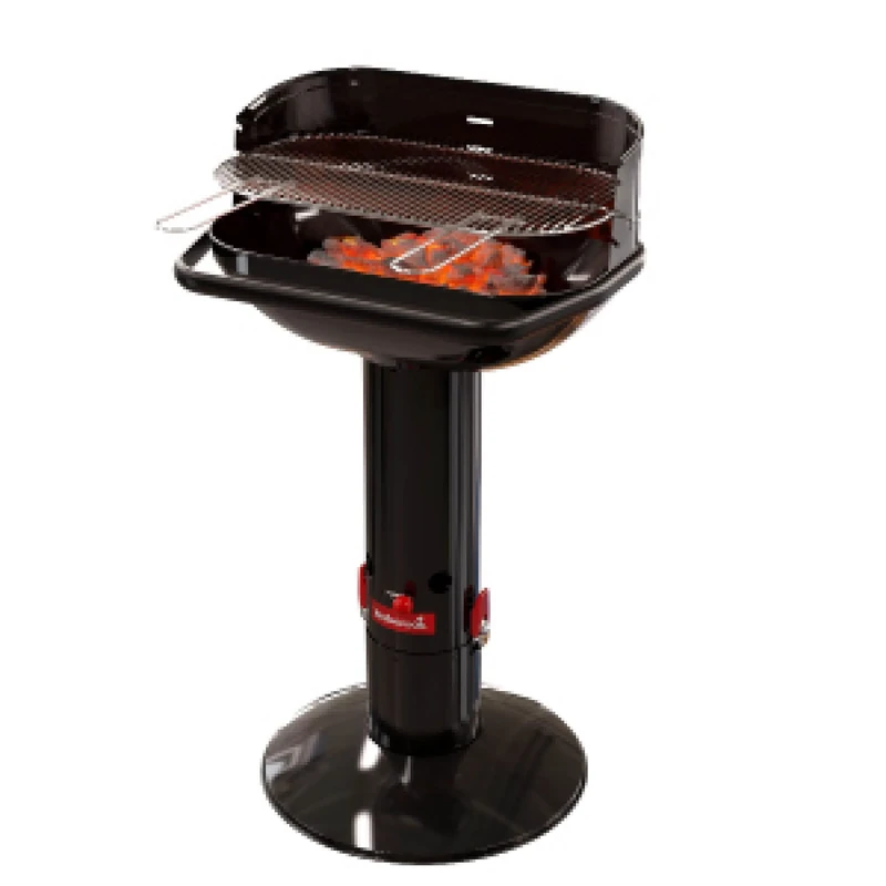 barbecook Loewy 55 Charcoal Barbecue BBQ with Wind Protection, Barbecue for 10 People, Black, 60 x 35 x 101 cm
