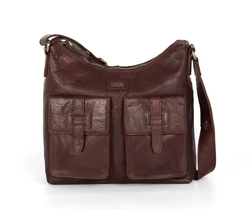 Spikes & Sparrow Women's Arizona Shoulder Bag, dark brown, 28 x 10 x 28 cm
