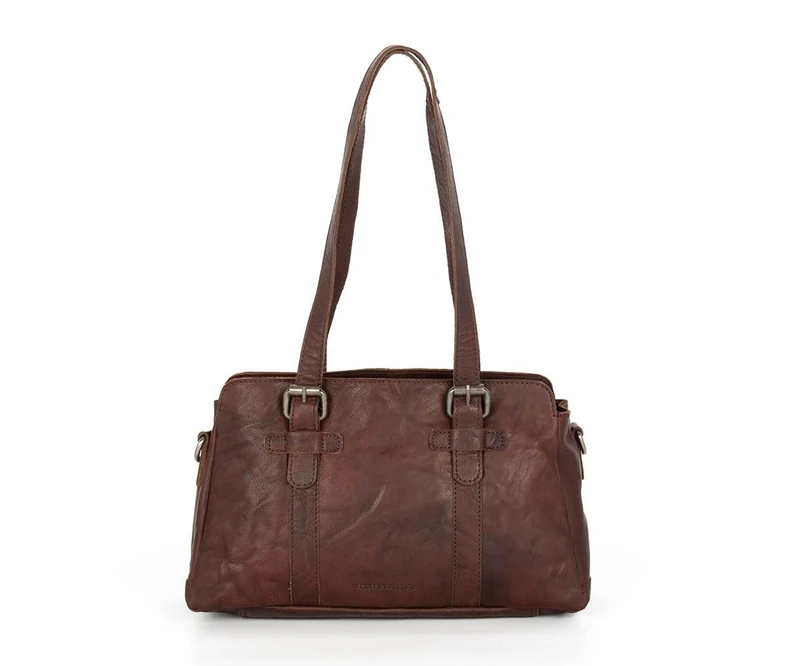 Spikes & Sparrow Women Oklahoma Shoulder Bag, Dark Brown, 31 x 10 x 19 cm