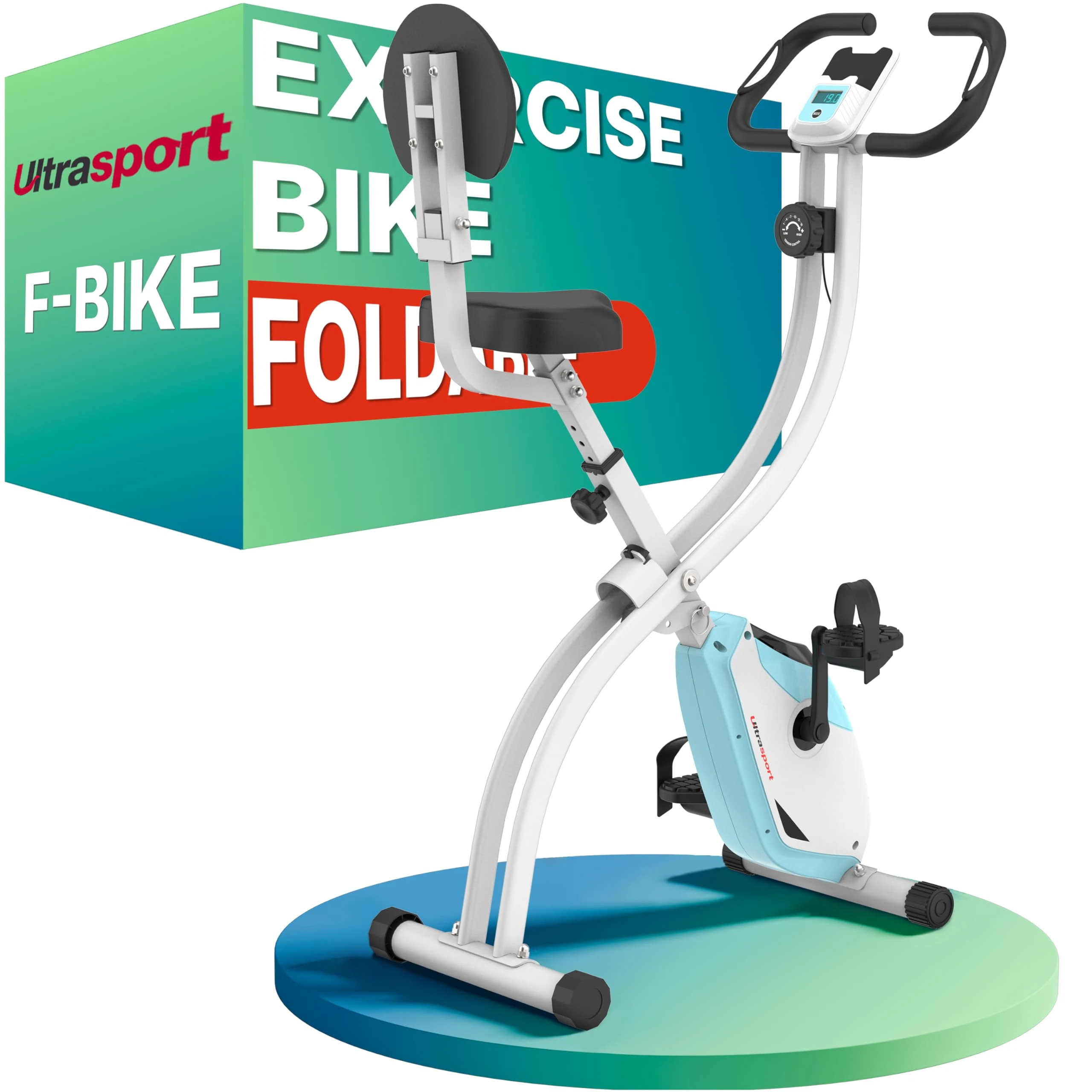 Ultrasport F-Bike Folding Exercise Bike 286 lbs Capacity, Extra Silent with Relax Foam Seat I Exercise Bikes for Home Use, Exercise Bike Foldable, Indoor Bike (Mint-White)