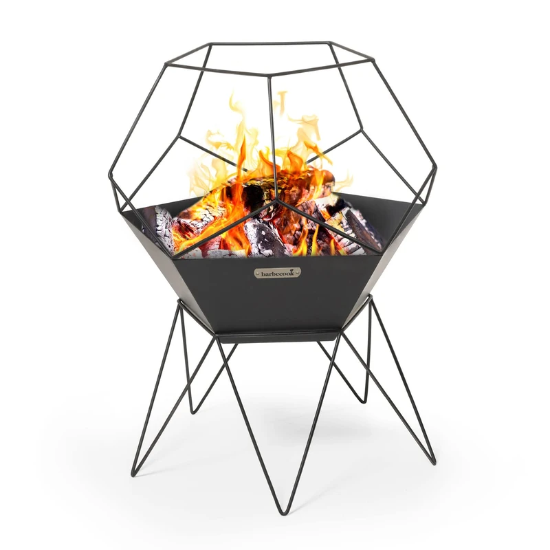 Barbecook Jura Outdoor Fire Pit for Garden and Patio, Geometric, Lacquered Steel, 42.5 x 42.5 x 70 cm