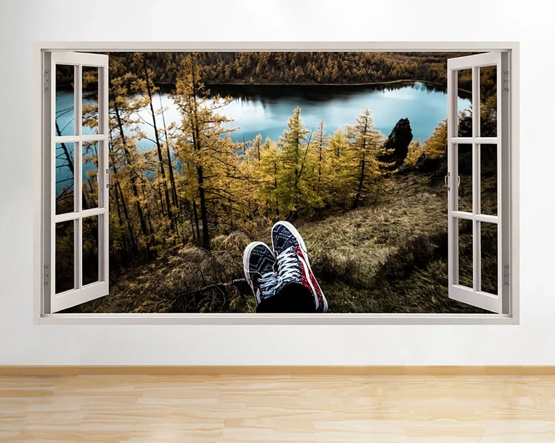 G241 Nature Shoes Hike Scenic Hall Window Wall Decal 3D Art Stickers Vinyl RoomKids Bedroom Baby Nursery Cool Livingroom Hall Boys Girls