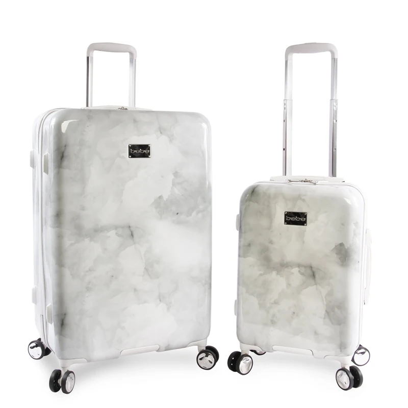 bebe Women's Lilah 2 Piece Set Suitcase with Spinner Wheels, Silver Marble, One Size, Silver Marble, One Size, Lilah 2 Piece Set Suitcase with Spinner Wheels - Image 1
