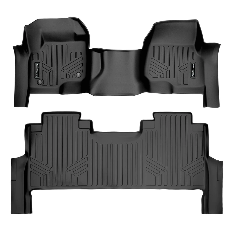 MAXLINER Floor Mats 2 Row Liner Set Black for 2017-2018 Ford F-250/F-350 Super Duty Crew Cab with 1st Row Bench Seat