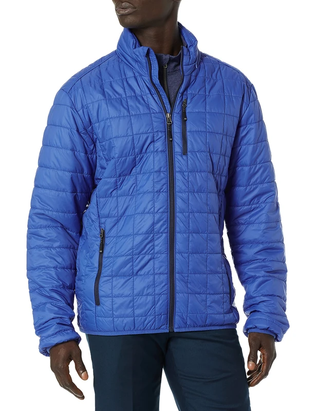 Cutter & Buck Men's Weather Resistant Primaloft Down Alternative Rainer Jacket Coat, Royal, Large