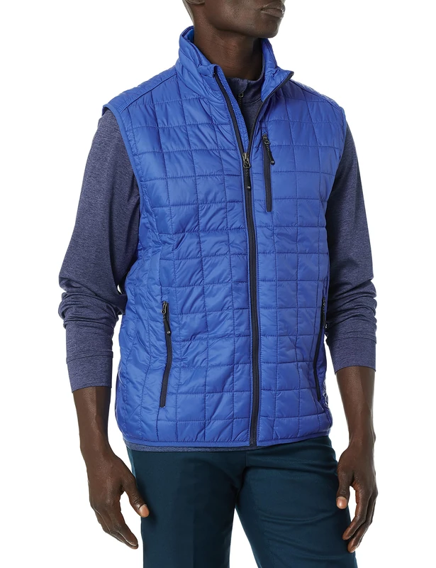 Cutter & Buck Men's Weather Resistant Primaloft Down Alternative Rainer Vest Coat, Royal, Large