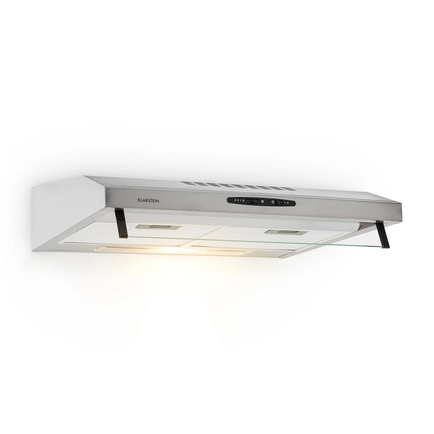 KLARSTEIN UW60SF Cooker Hood - Recirculating Hood, 205m³/h Extraction Capacity, 60 x 13.5 x 50cm (WxHxD), 3 Power Levels, Stainless Steel Body, Silver