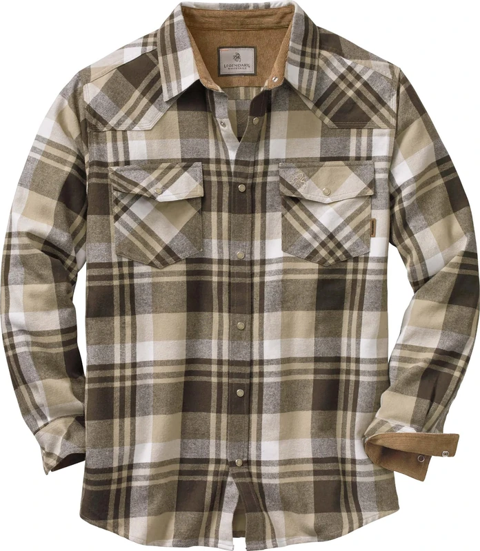 Legendary Whitetails Men's Shotgun Western Flannel Button Down Shirt, Tobacco Range Plaid, XL UK - Image 1