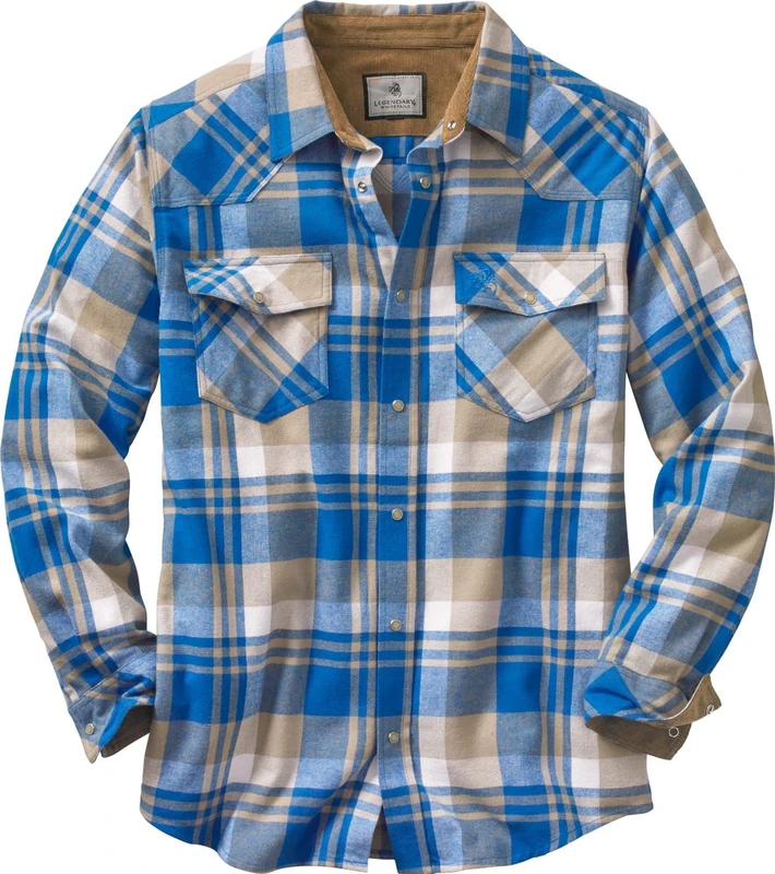 Legendary Whitetails Men's Standard Shotgun Western Flannel Shirt, Liberty Range Plaid, Large