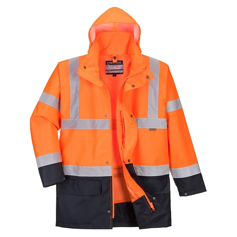 Portwest Essential 5-in-1 Two-Tone Jacket, Size: XXXL, Colour: Orange/Navy, S766ONRXXXL