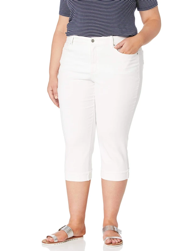 NYDJ Women's Plus Size Marilyn Crop Cuff Jean, Optic White, 18W 21