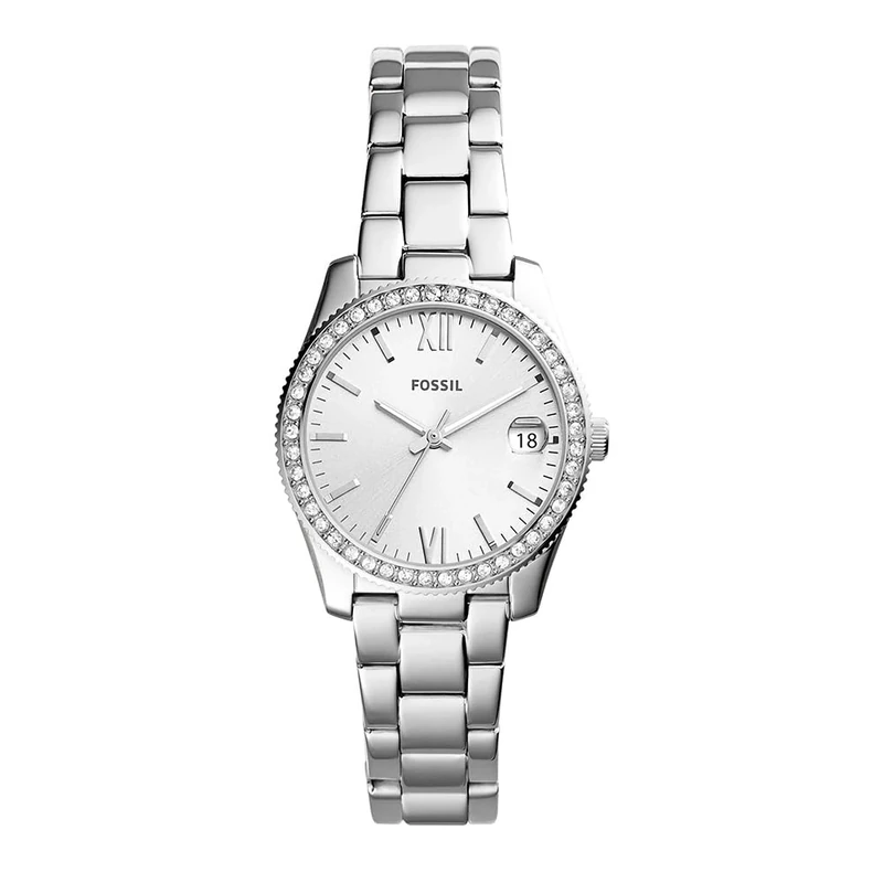Fossil Watch for Women Scarlette Mini, Quartz Movement, 32 mm Silver Stainless Steel Case with a Stainless Steel Strap, ES4317