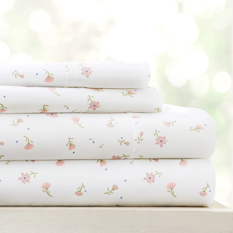 Linen Market 4 Piece Queen Sheets Set (Pink Floral) - Sleep Better Than Ever with These Ultra-Soft & Cooling Bed Sheets for Your Queen Size Bed - Deep Pocket Fits 16" Mattress - Image 1