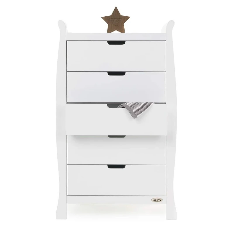 Obaby Stamford Sleigh Tall Chest of Drawers, White