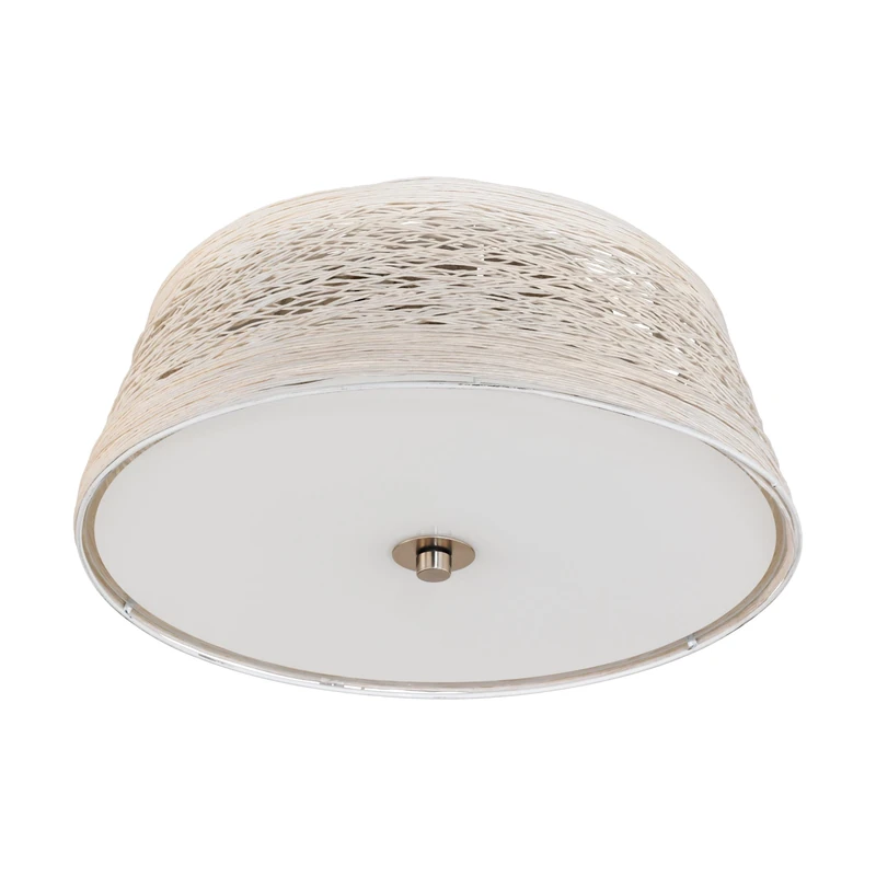 Eglo Ceiling Lamp Donado, Ceiling Light, Steel in White, Matte Nickel, Paper Threads, Glass in White E27 Socket