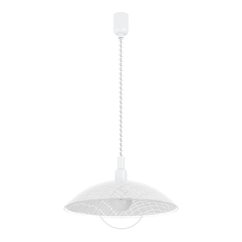 Eglo Alvez Adjustable Pendant Lamp, White Plastic and Clear Glass Ceiling Light with Spiral Cable, Classic Dining Room and Kitchen Hanging Lighting, E27 Socket