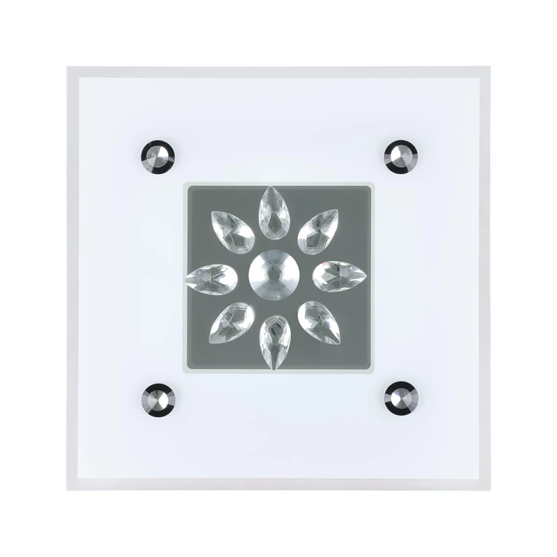 EGLO Benalua 1 LED Ceiling Light 1 Bulb Dimmable Living Room Lamp Classic Metal in White, Glass and Crystal in Clear, LED Dining Room Lamp Warm White, L x W 37 cm