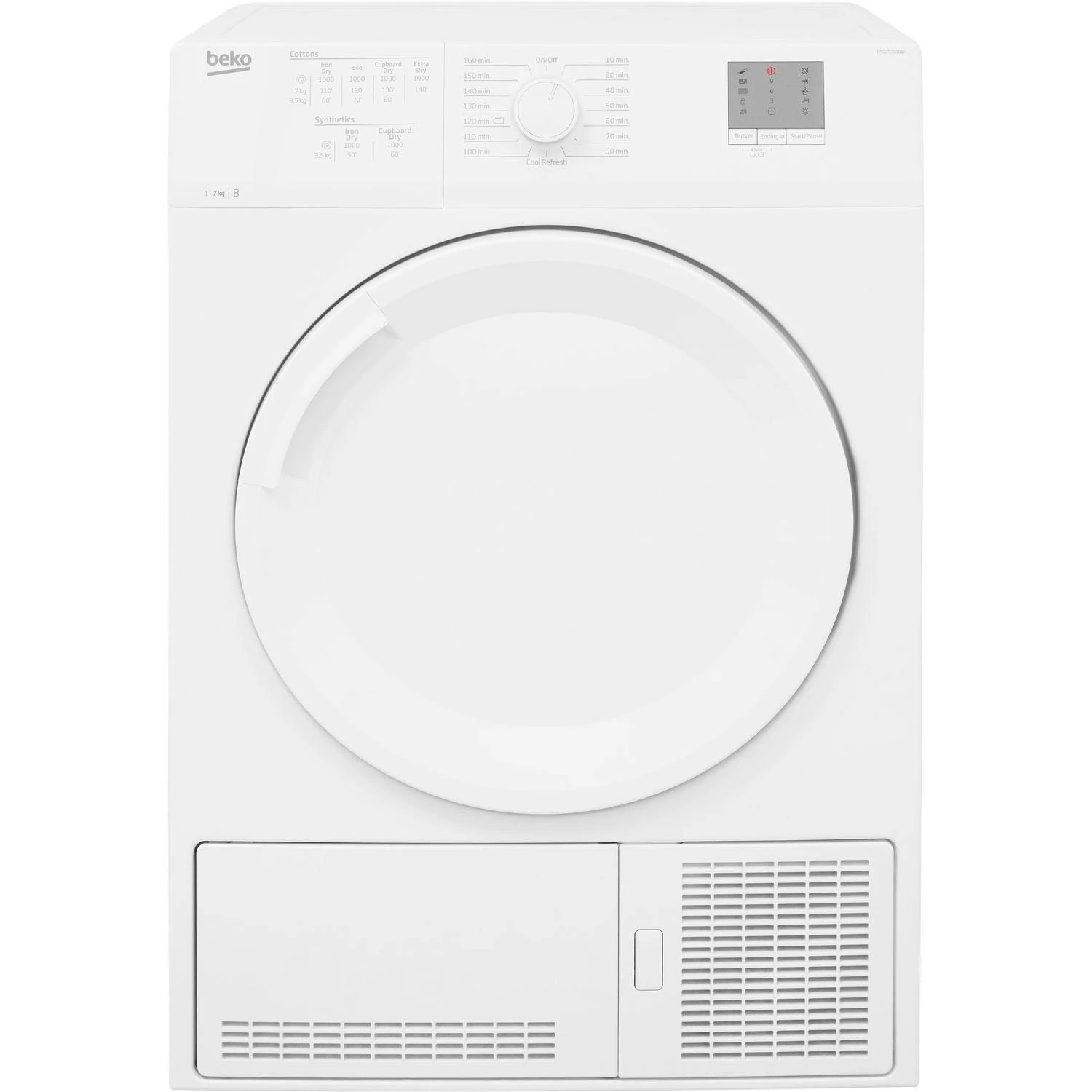 Beko DTGC7000W 7kg Freestanding Condenser Tumble Dryer - White