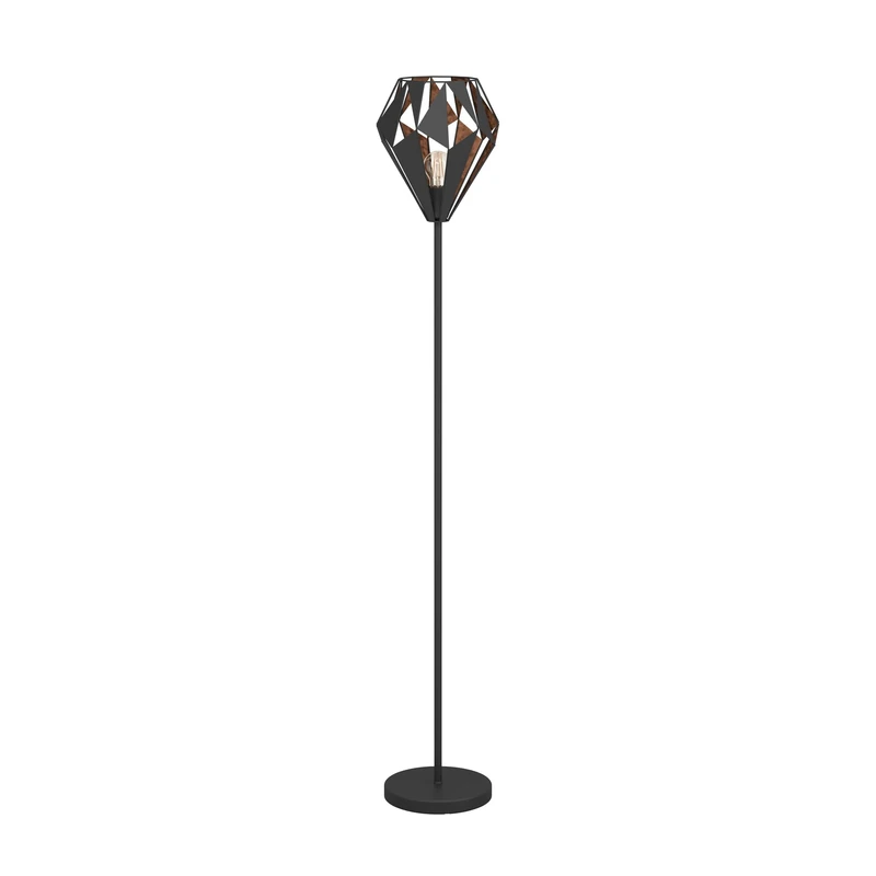 Eglo Carlton 1 Floor Lamp, Retro/Vintage Design Standing Lamp, Black and Copper Steel Standard Lighting, E27 Socket