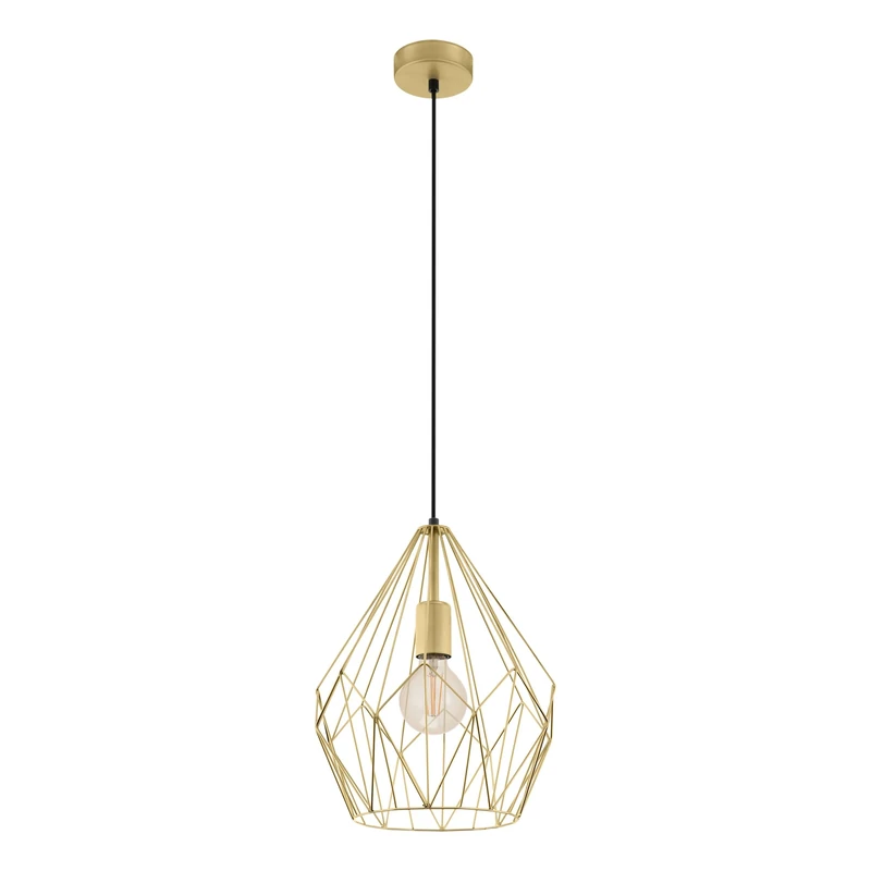 Eglo Carlton Vintage Pendant Light, Retro Gold Steel Hanging lamp, E27 Socket